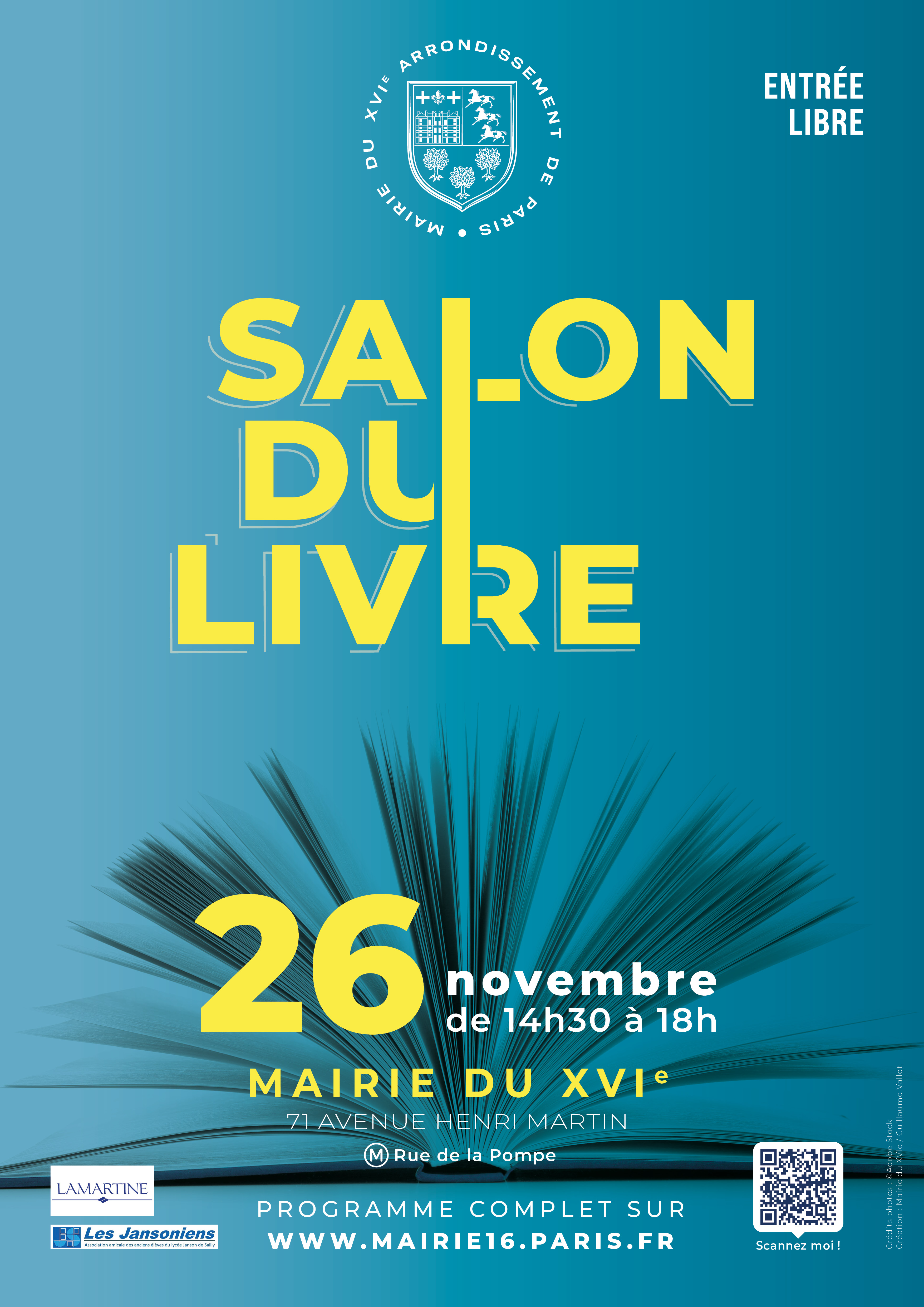 Salon du livre de la Mairie du 16e et des Jansoniens : samedi 26 novembre 2022, de 14h30 à 18h30